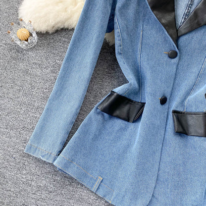 Denim coat women's waist closing thin coat  1525