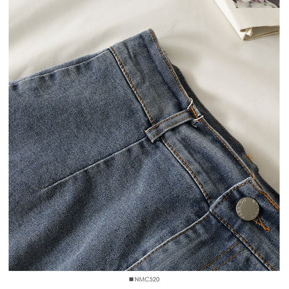 Light denim skirt with thin waist and ruffle edge  2561