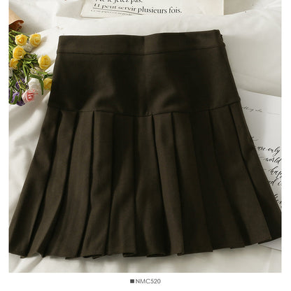 Versatile high waist slim tweed A-line skirt  2492