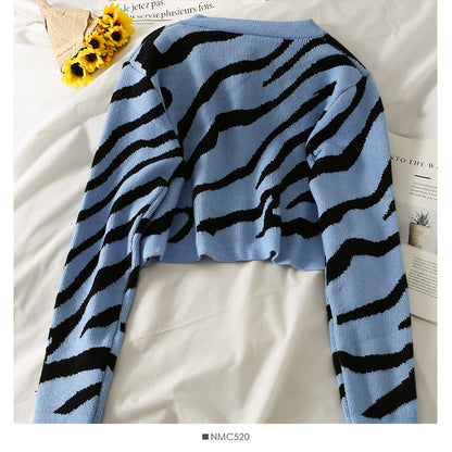 French minority crew neck single breasted cardigan short sweater  1898