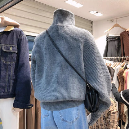 Sweater jacket, thickened, loose, lazy, turtleneck, winter's new bat-sleeved cardigan  1399