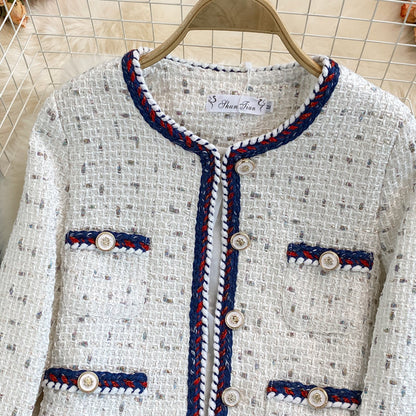 Retro small fragrant tweed coat female  1667