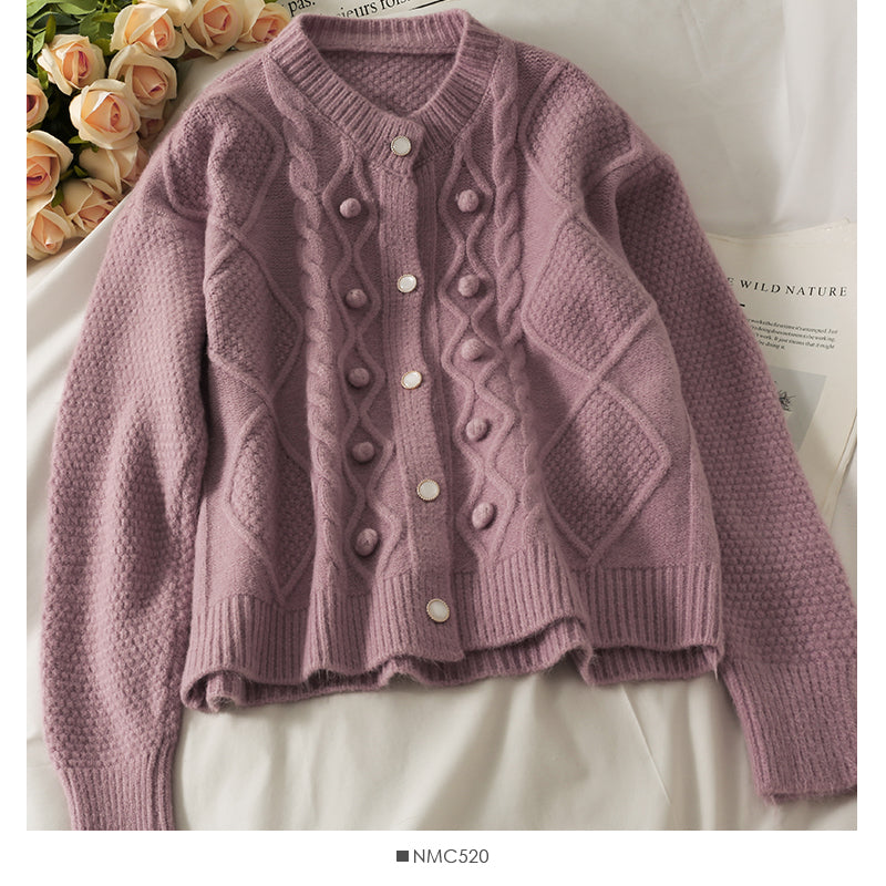 Sweater cardigan top diamond lattice long sleeve sweater fashion  1829