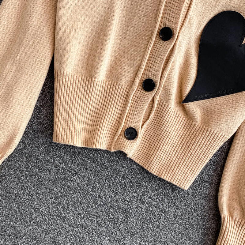 Lovely heart cardigan long sleeve sweater  1485