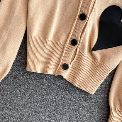 Lovely heart cardigan long sleeve sweater  1485