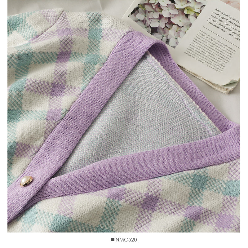 Korean loose and thin pearl single breasted cardigan knit  1809