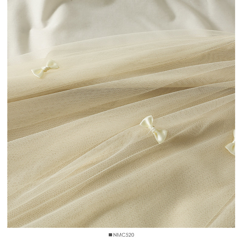 Three dimensional bow high waist medium length skirt  2564