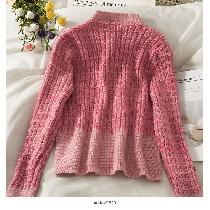 Sweater women's round neck single breasted cardigan slim fit  1827