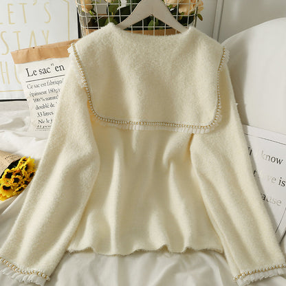 Plush loose coat feminine versatile long sleeved sweater  1798