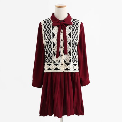 New sweater vest dress two piece suit  2251