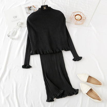 Small fragrance slim fit bag hip cloak shawl wool dress knee two piece suit  2349