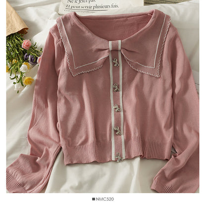 Striped single breasted short slim knit  1921