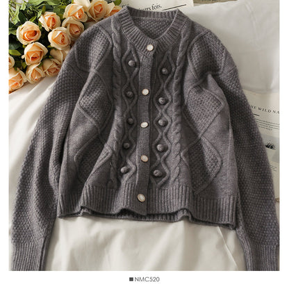 Sweater cardigan top diamond lattice long sleeve sweater fashion  1829