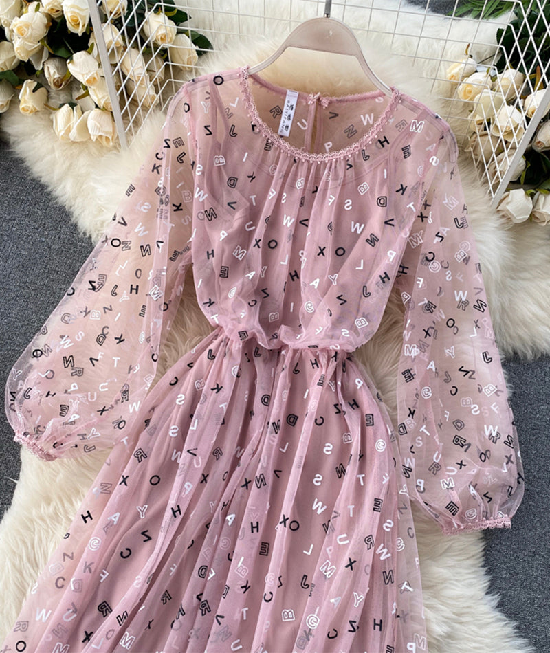 Cute A line letter dress long sleeve dress two pieces sets  1316