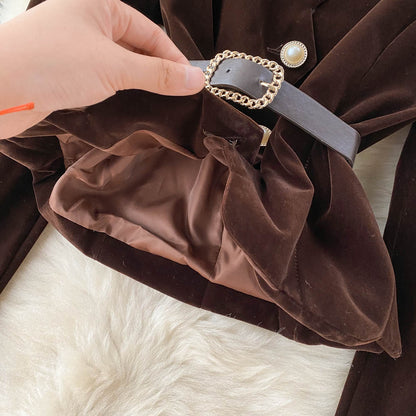 Top short velvet foreign style shirt  1501