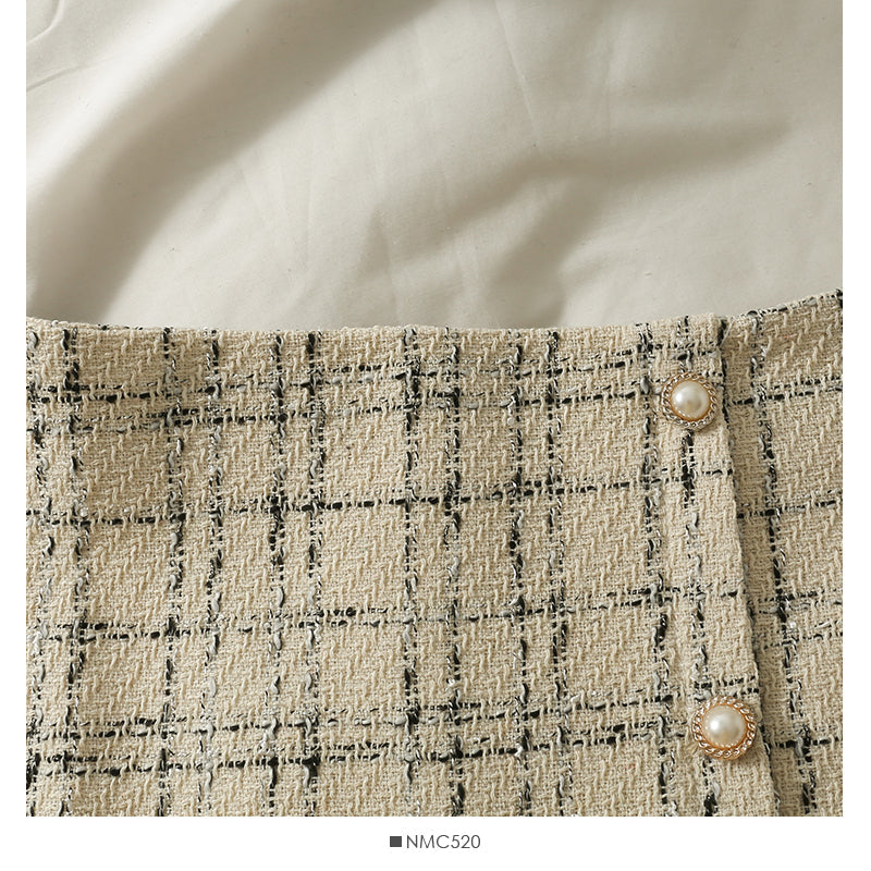 New Vintage tweed Plaid high waist skirt  2583