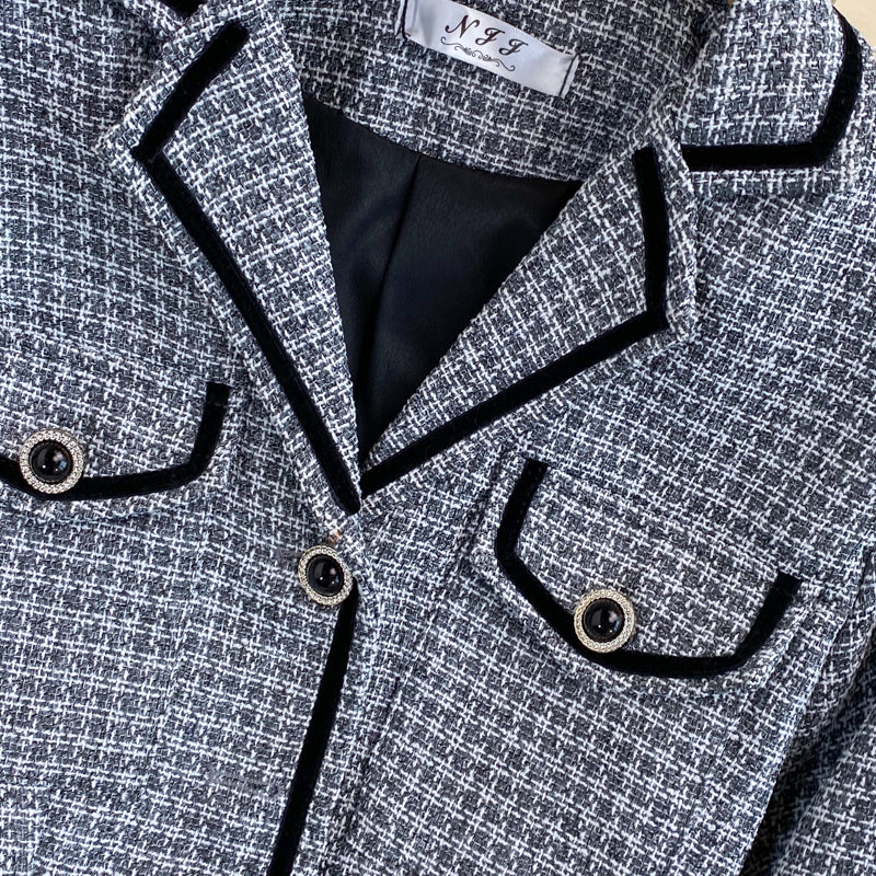 Small fragrance suit collar coat female French celebrity temperament  1682