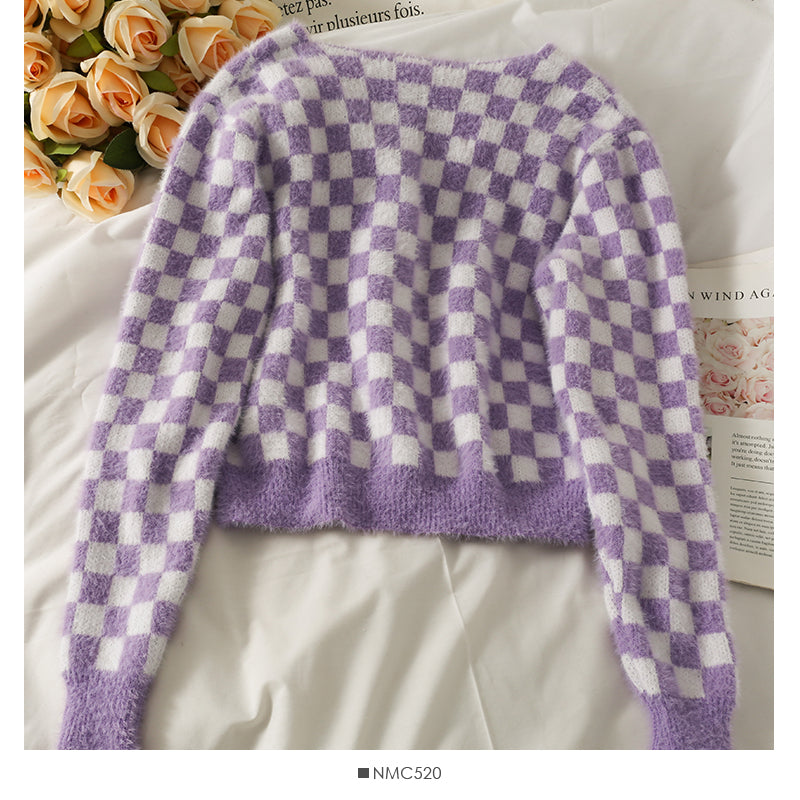 Women's sweater is loose and thin, short and versatile  1738