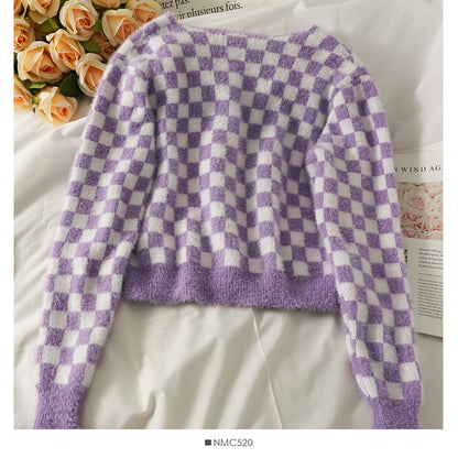 Women's sweater is loose and thin, short and versatile  1738