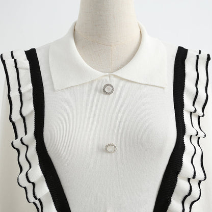 College style knitted dress color matching, aging and slimming  2318