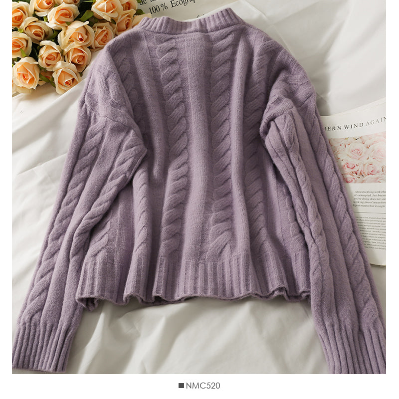 Sweater women's solid color linen knit  1868