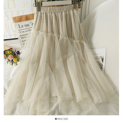 Korean gauze stitched irregular ear skirt for women  2489