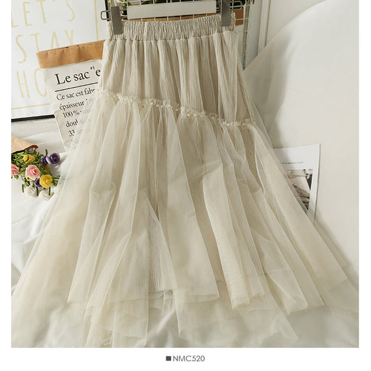 Korean gauze stitched irregular ear skirt for women  2489