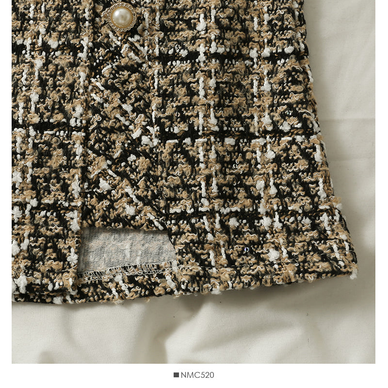 Korean high waist slim single breasted Plaid A-shaped short skirt for women  2556