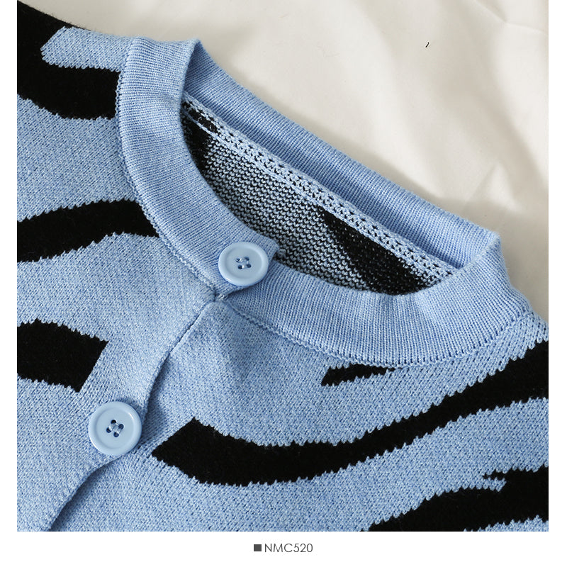 French minority crew neck single breasted cardigan short sweater  1898