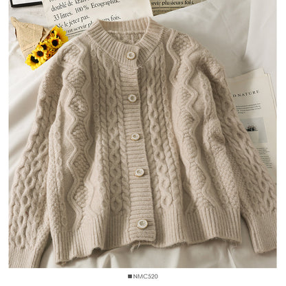 Sweater women's sweater solid color versatile twist top  1770