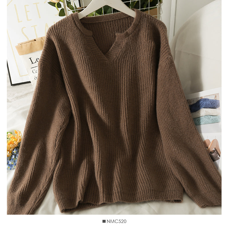 Korean version of thin, medium and long Pullover solid color sweater female  1786