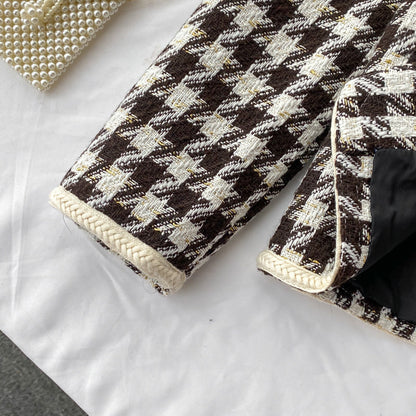 Little fragrant wind celebrity tweed thousand bird lattice coat female  1633