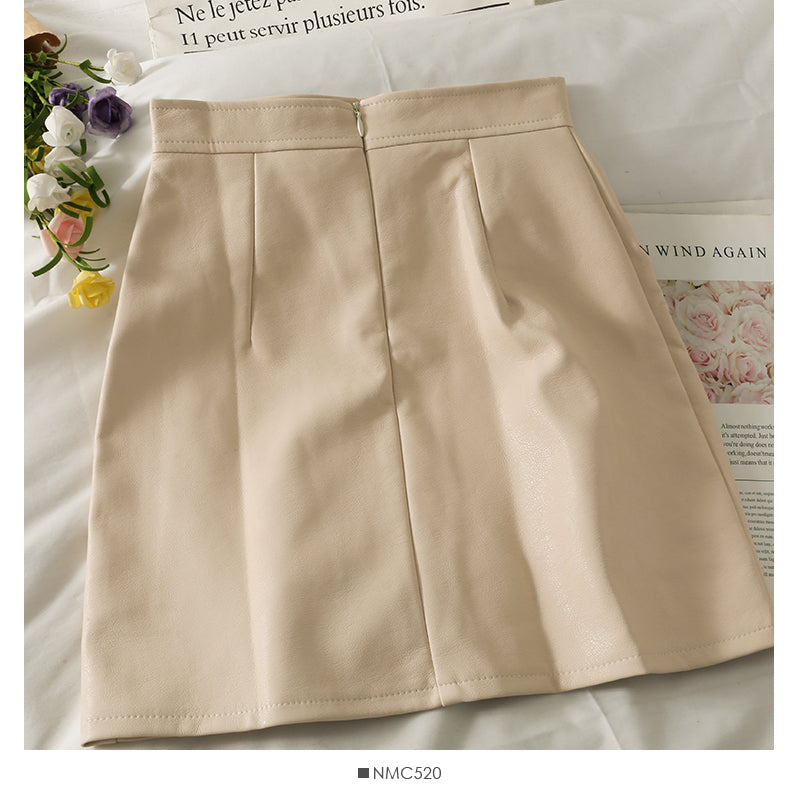 Korean wrinkled irregular split slim wrap hip skirt  2496
