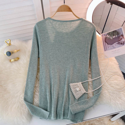 Autumn design sense small crowd mind hollowed out sweater women  1587