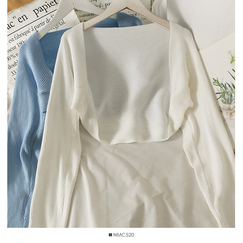 Early autumn Knitted Blouse new French shawl half  1693