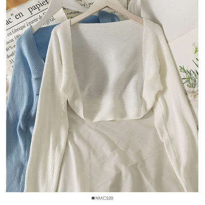 Early autumn Knitted Blouse new French shawl half  1693