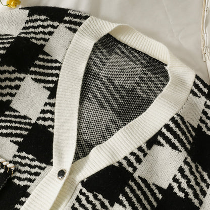 New Plaid loose and thin two button medium and long wool clothes  1831