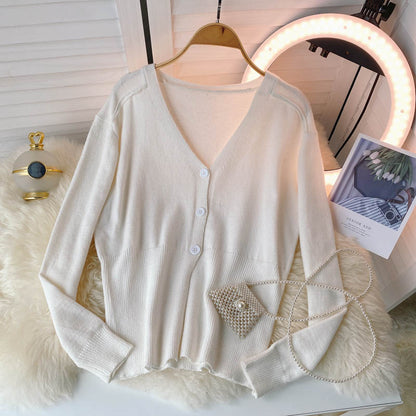 Knitted women's autumn new lazy thin sweater  1593