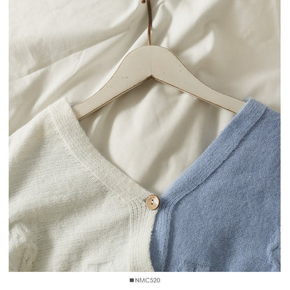 French minority color contrast stitched single breasted sweater for women  1931