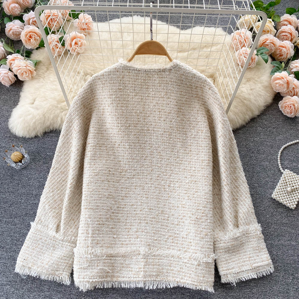 French small fragrant wind tweed coat autumn and winter celebrity temperament versatile top  1562