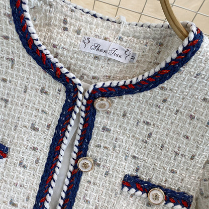 Retro small fragrant tweed coat female  1667