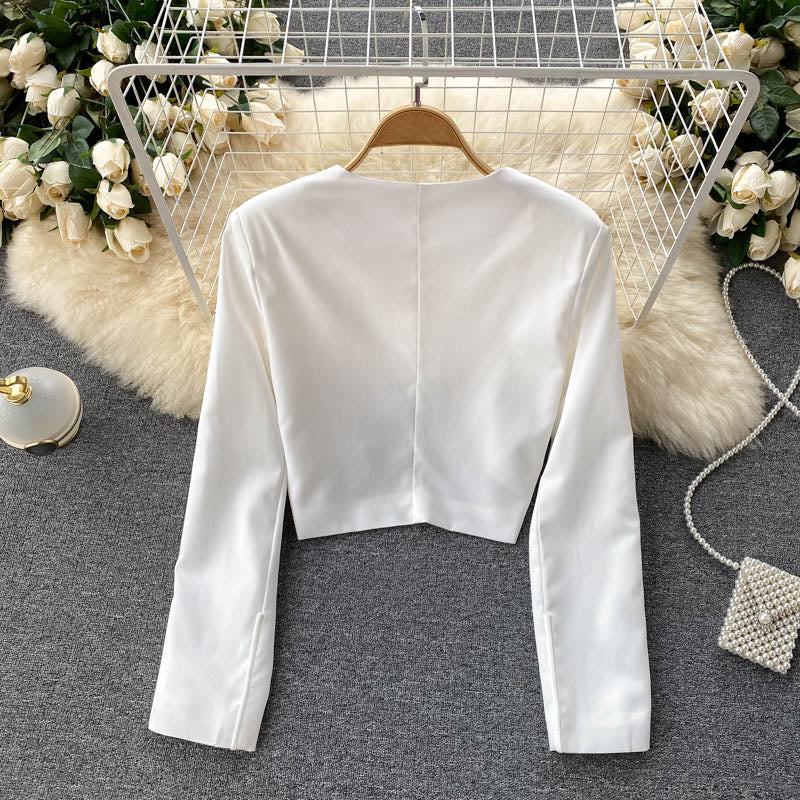 Hong Kong style suit coat women's one button small suit  1542