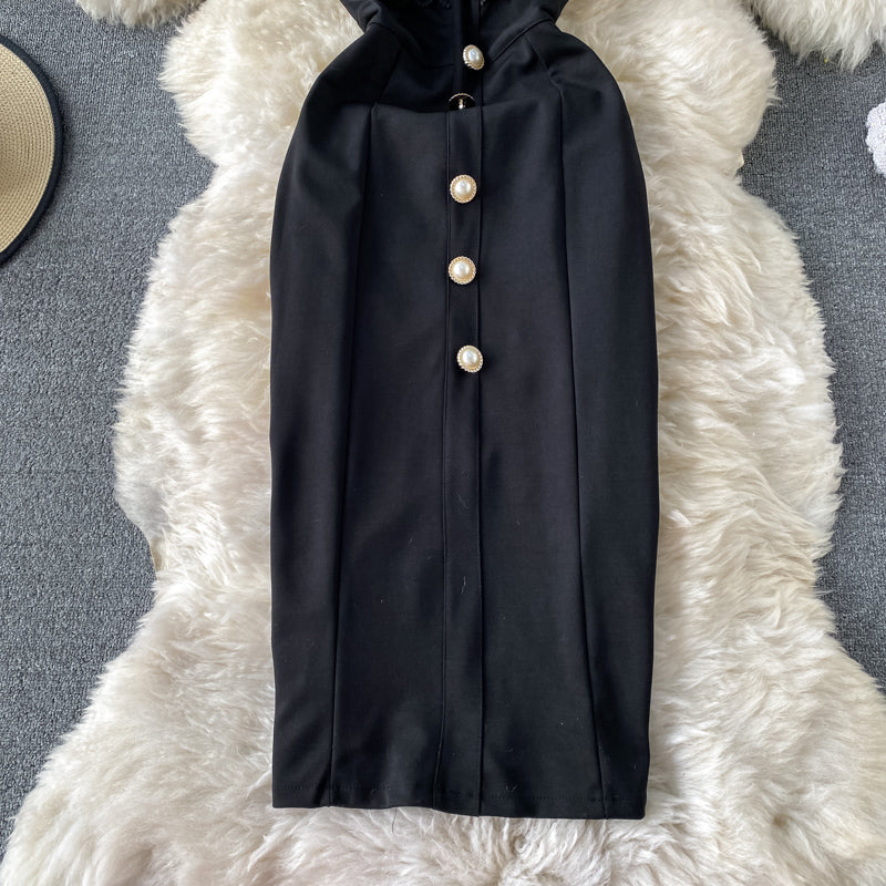 Temperament light mature style one shoulder wave dot mesh dress  2887