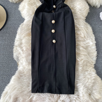 Temperament light mature style one shoulder wave dot mesh dress  2887