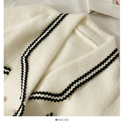 Sweater female stripe loose thin Plush coat  1844