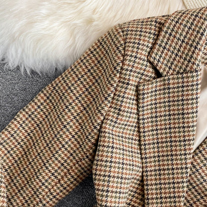 Plaid suit coat wool waist British style  1642