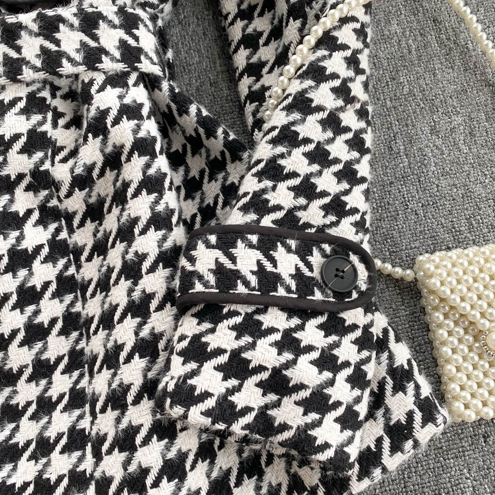 Thousand bird lattice small fragrant wind tweed coat  1497