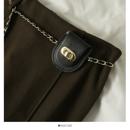 Korean high waist slim chain belt versatile split one-step skirt  2580