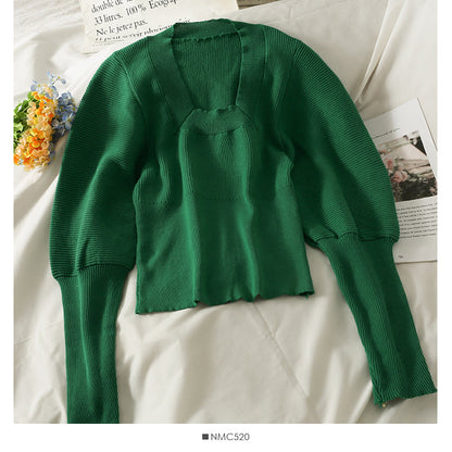 New long sleeve versatile tight solid bottomed top  1833