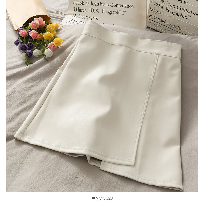 Irregular solid color versatile High Waist Hip Wrap Skirt  2536